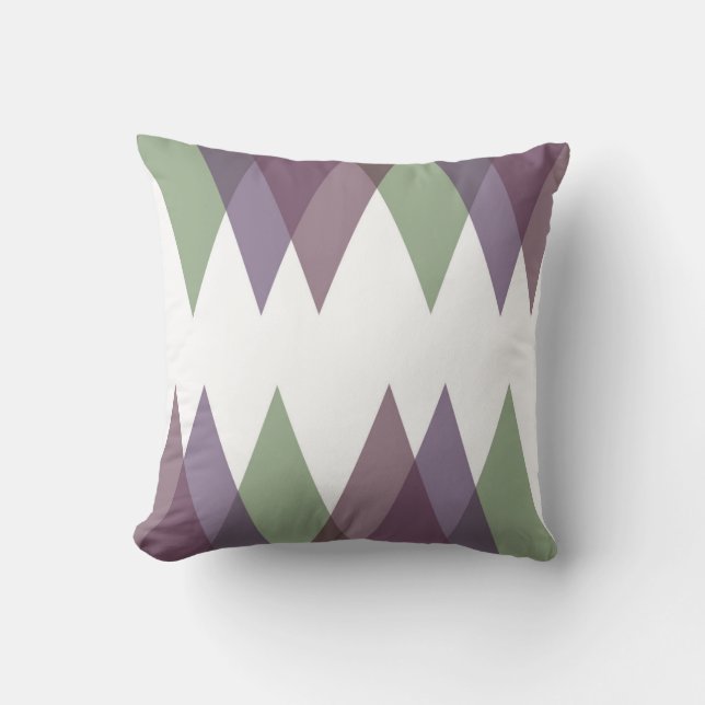 Coussin Triangles mauve et vert (Recto)