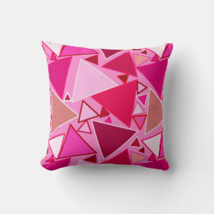 Coussin Triangles Modernes de milieu de siècle, rose et bo