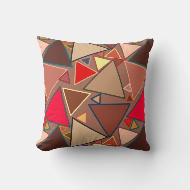 Coussin Triangles Modernes Du Milieu Du Siècle, Taupe, Bro (Recto)