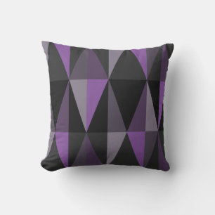 Coussin Triangles modernes du milieu du siècle Violet fonc