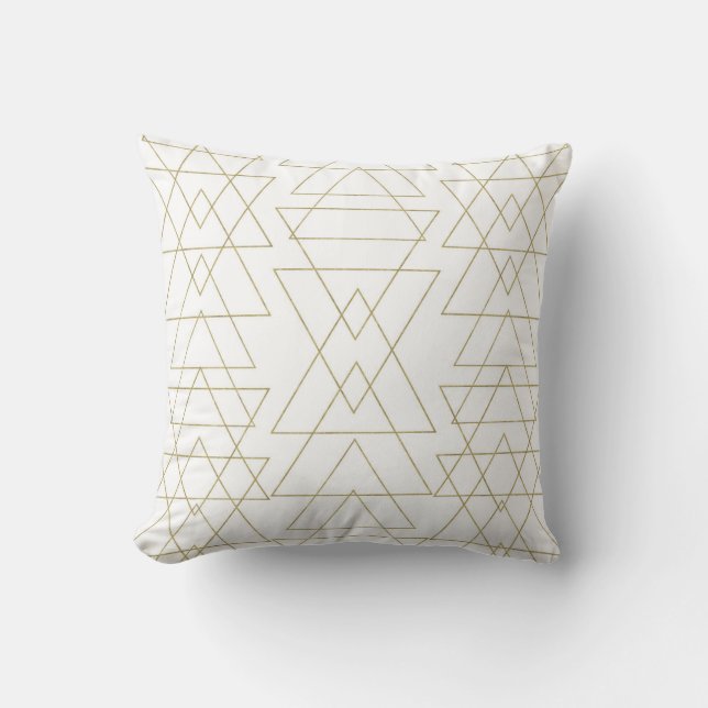 Coussin Triangles Or Chic Blanc Moderne Glamor (Recto)