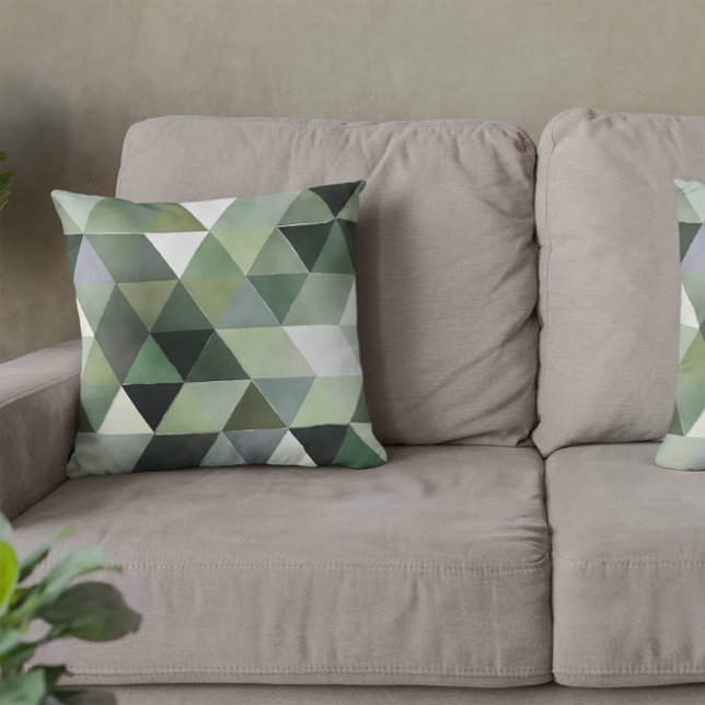 Coussin Triangles verts et gris déchirés sans joint (Créateur téléchargé)