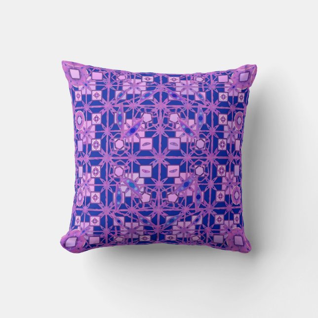 Coussin Tribal Batik - tons violets (Recto)