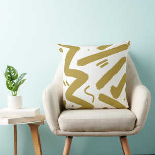 Coussin Tribal Blanc et Or