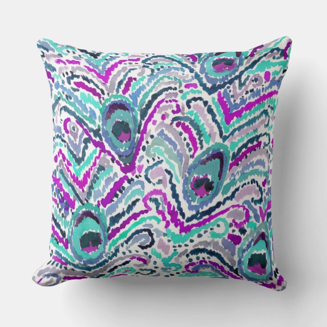 Coussin tribal de Boho d'aquarelle de plume de (Recto)