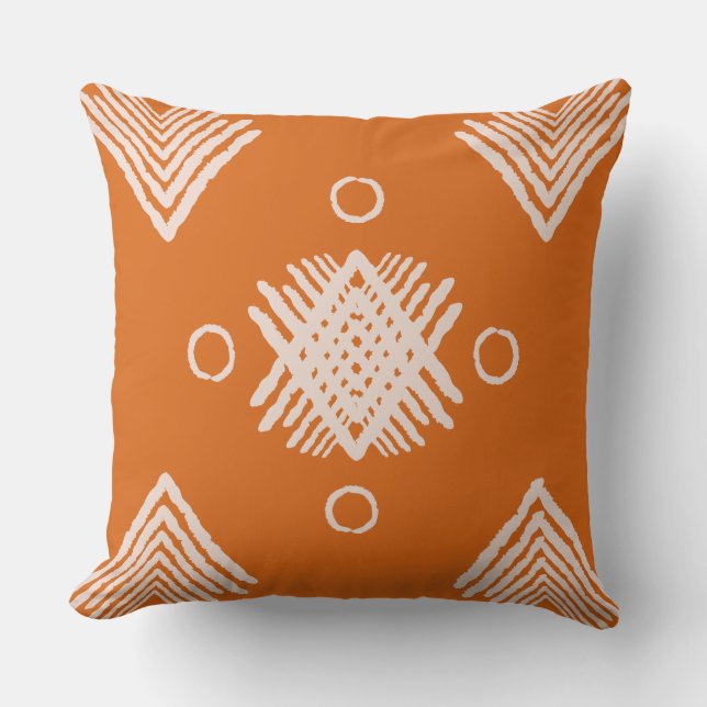 Coussin Tribal de Boho Orange (Recto)
