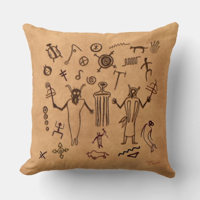 Coussin tribal de méditation d'art de roche (Recto)