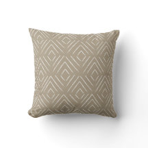 Coussin tribal de motif de diamant - Taupe