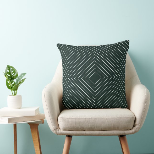 Coussin Tribal des Carrés blancs maigres niché vert chasse (Chaise)