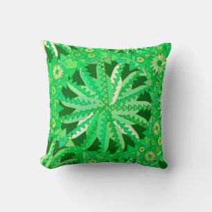 Coussin Tribal Mandala Print, Emerald et Lime Green
