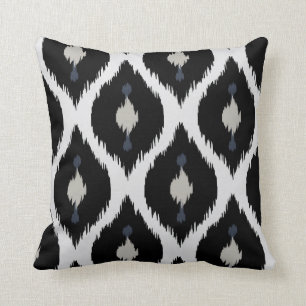 Coussin tribal noir et blanc beige audacieux