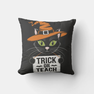 Coussin Trick or Teach Halloween Cat - Funny Teacher