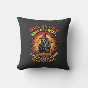 Coussin Trick Or Treat Halloween Fantôme Citrouille Maison