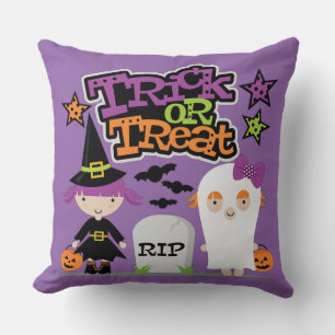 Coussin Trick or Treat Little Witch and Ghost
