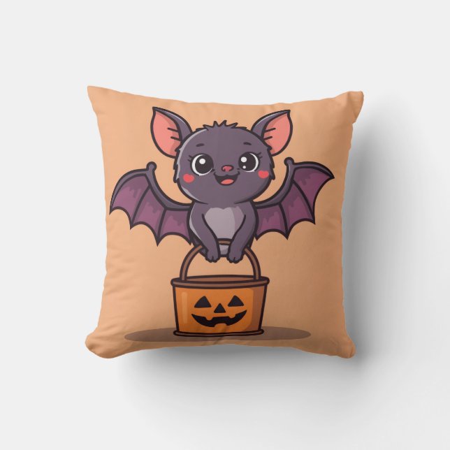 Coussin Trick ou traitement chauve-souris (Recto)