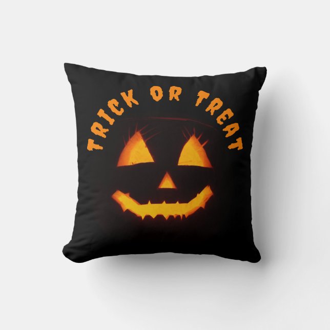 Coussin Trick ou traitement Jack-o'-lantern éclairé (Recto)