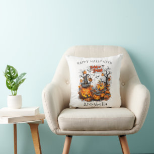 Coussin Trick ou Traitements I Halloween Citrouille