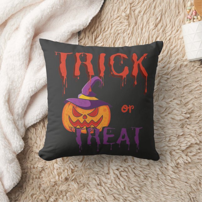Coussin Trick ou Treat Funny Halloween Citrouille (Couverture)