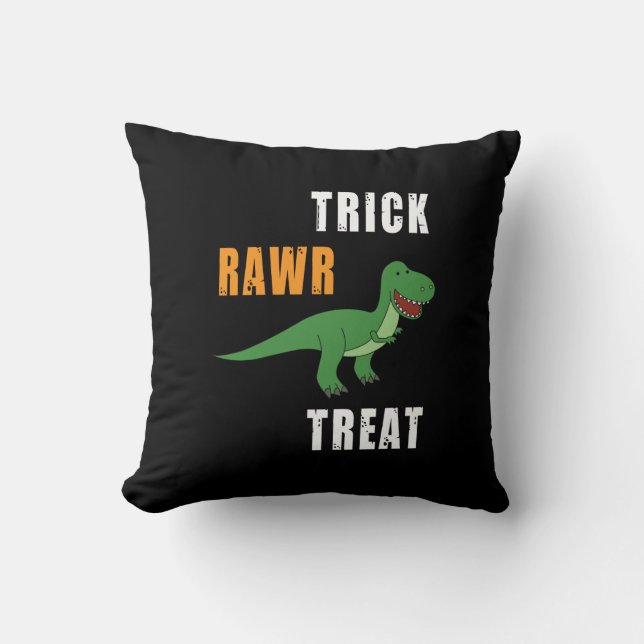 Coussin Trick Rawr Treat Cute Halloween Tyrannosaurus Rex (Recto)