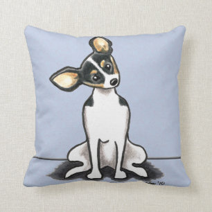 Coussin Tricolore Rat Terrier Assis Plutôt