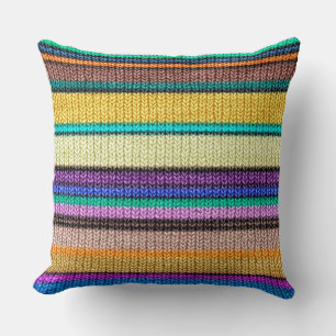 Coussin Tricot coloré Bandes motif transparent 1