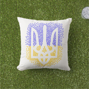 Coussin Trident heraldique ukrainien tryzub étoiles disper