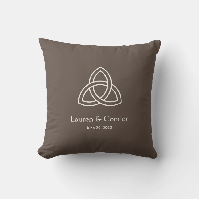 Coussin Trinity Knot Celtic Mariage irlandais Brown (Recto)