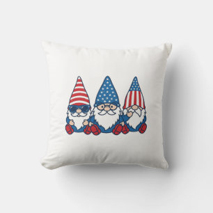 Coussin Trio de gnomes patriotiques dessin de t-shirt vint