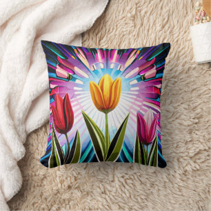 Coussin Trio de tulipes : Une explosion de beauté printani