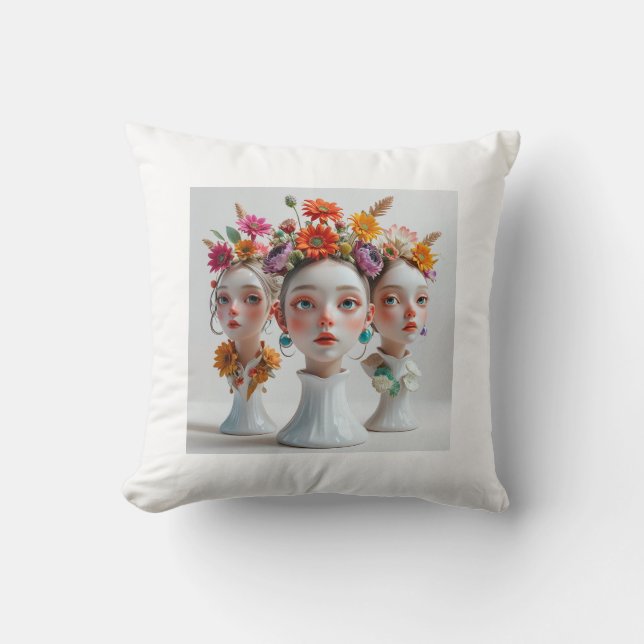 Coussin Trio du centre floral bohème : frais et séché (Recto)