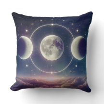 Triple Moon Phases – Celestial Lunar Throw Pillow