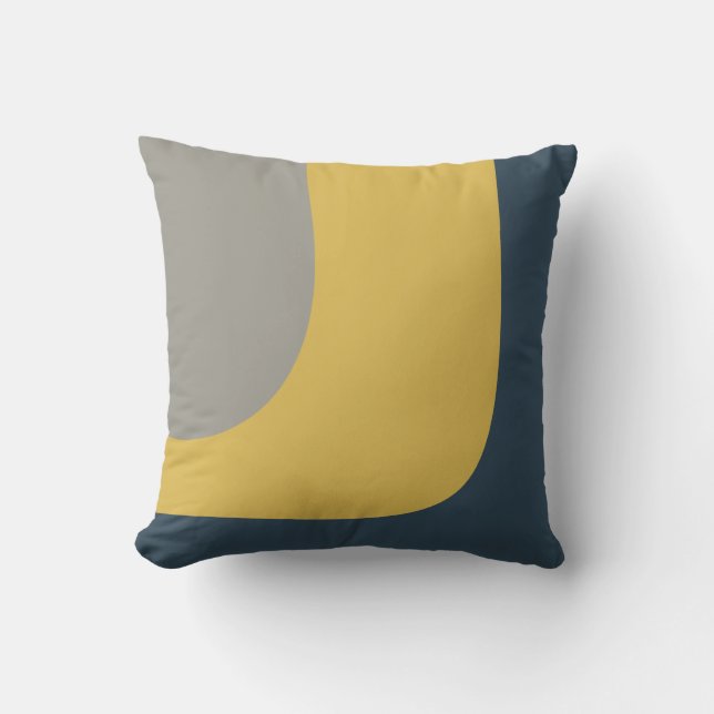 Coussin Triple vague minimaliste Motif Mustard Marine Grey (Recto)