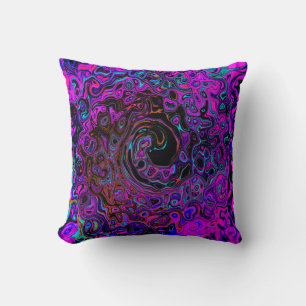 Coussin Trippy Black et Magenta Retro Liquid Swirl