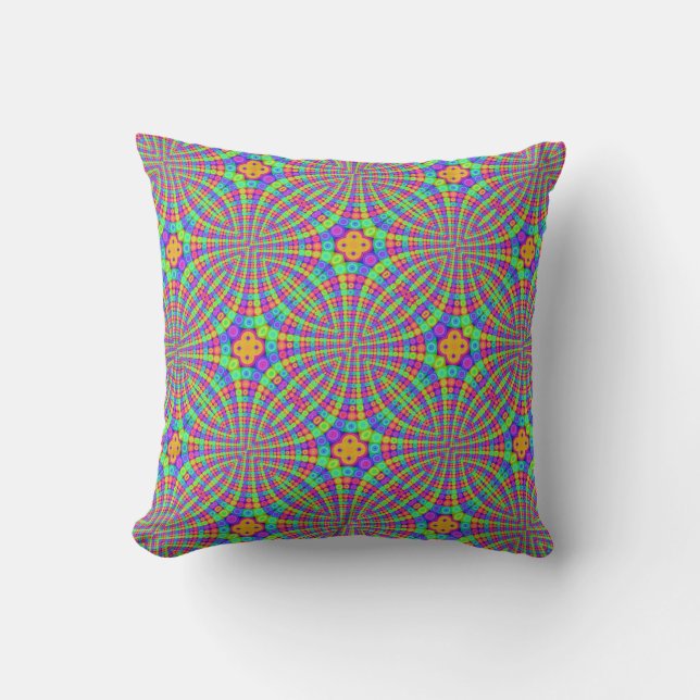Coussin Trippy de cercles d'arc-en-ciel (Recto)