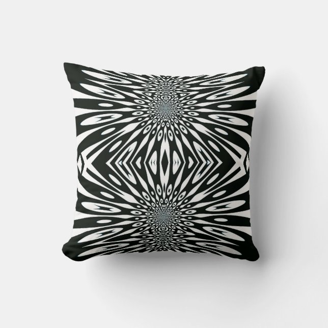 Coussin Trippy Vision noir blanc Motif optique (Recto)