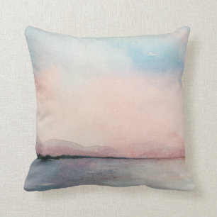 Coussin Triptyque de coucher du soleil de mer - aquarelles