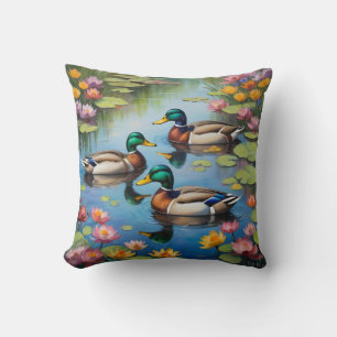 Coussin Trois canards colverts