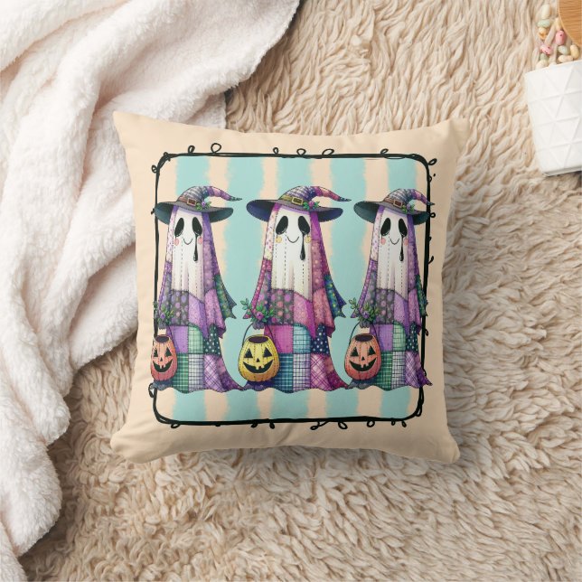 Coussin Trois fantômes en Casquettes sorciers (Couverture)