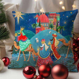Coussin Trois hommes sages Los Reyes magies vacances Noël
