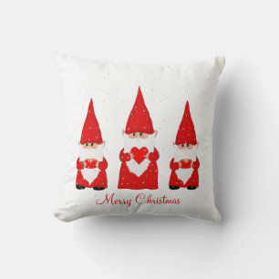 Coussin Trois lutins de Noël sur fond blanc