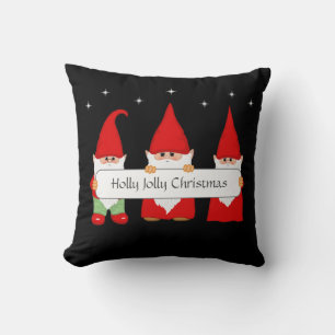 Coussin Trois lutins de Noël sur fond noir