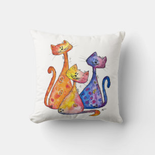 Coussin Trois mignons chats Whimsical