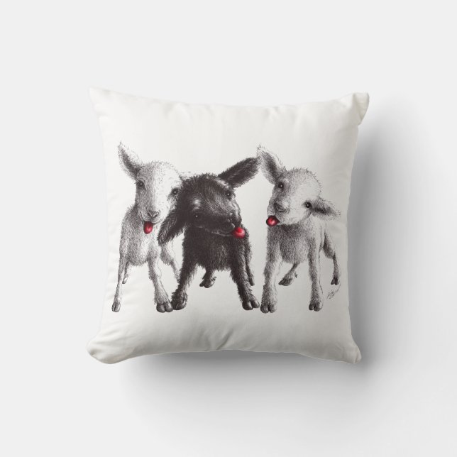 Coussin Trois moutons amusants et très gais (Recto)