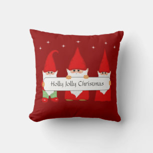 Coussin Trois nanas de Noël en rouge