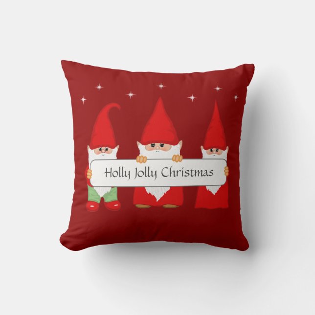Coussin Trois nanas de Noël en rouge (Recto)