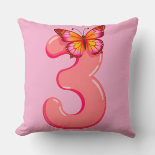 Coussin 💖 Trois Numéro Rose Clair Lumineux ❄️ Moderne