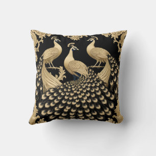 Coussin Trois paons d'or