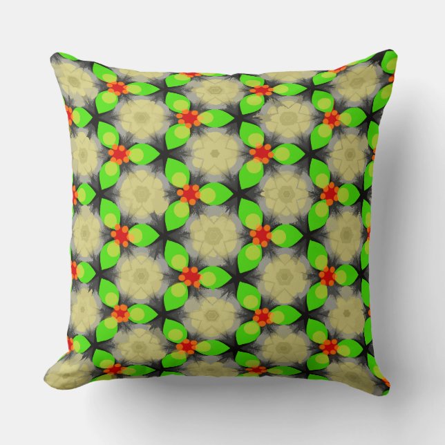 Coussin Trois Pétales Vertes Fleurs (Recto)