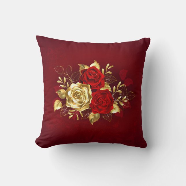 Coussin Trois Roses de bijoux (Recto)