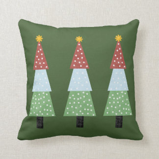 Coussin Trois sapins en fonds vert pour cette Noël